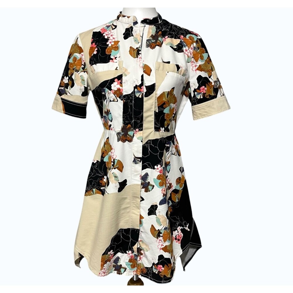 3.1 Phillip Lim For Target Womens Dress Small Beige Floral Asymmetrical Hem
